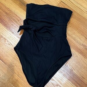 Aerie Black Ribbed One-Piece Swimsuit